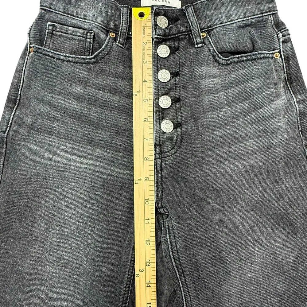 PacSun Jeans Women's Size 24 (25x27)‎ Black Button Fly Ultra High Rise Slim Worn